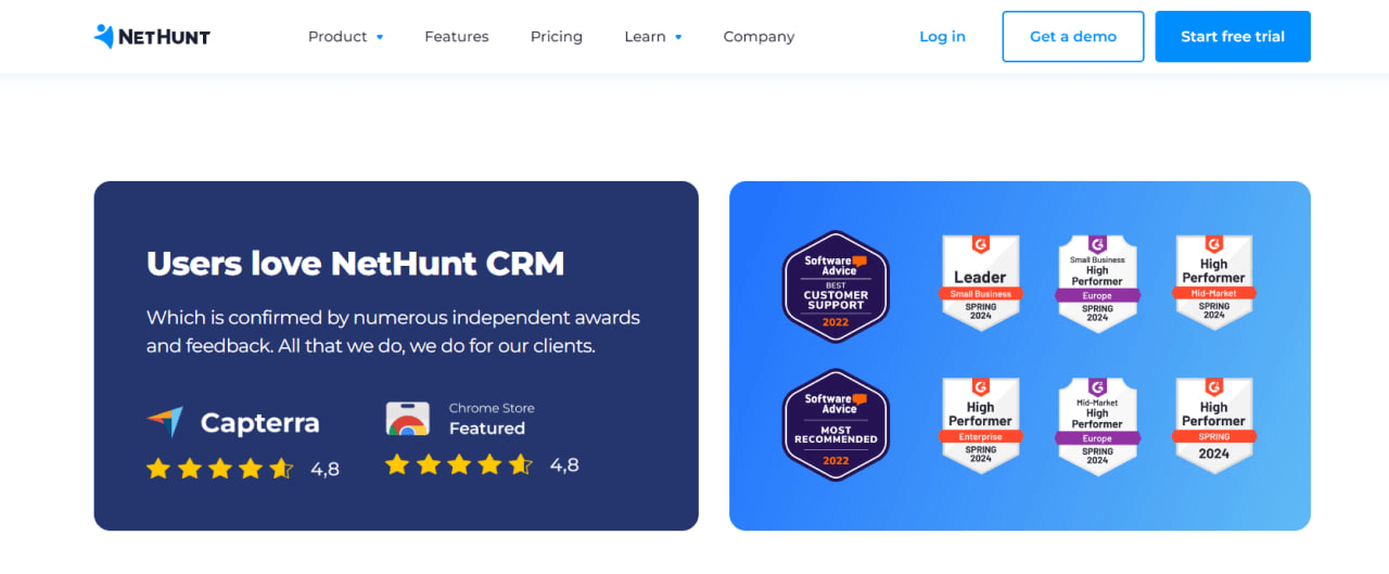 Вигляд оформлення нагород у NetHunt CRM