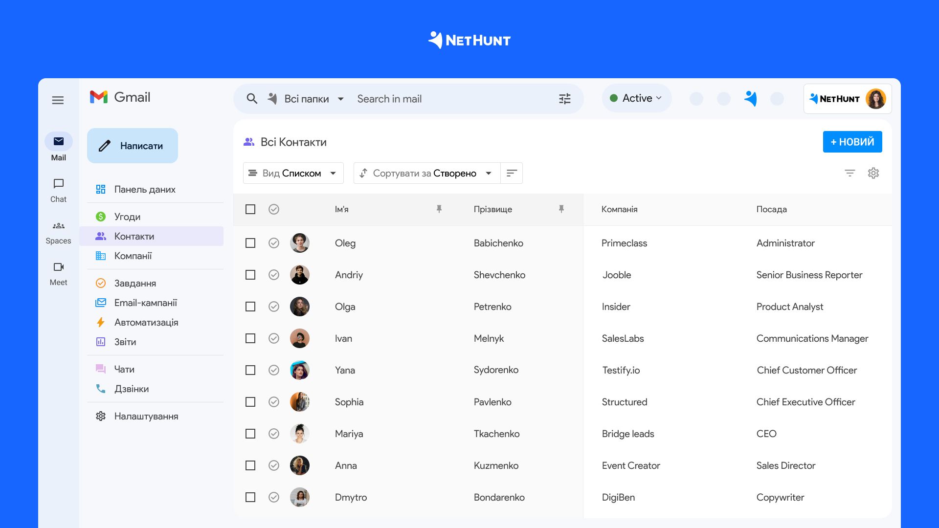 Сегментація контактів у NetHunt CRM